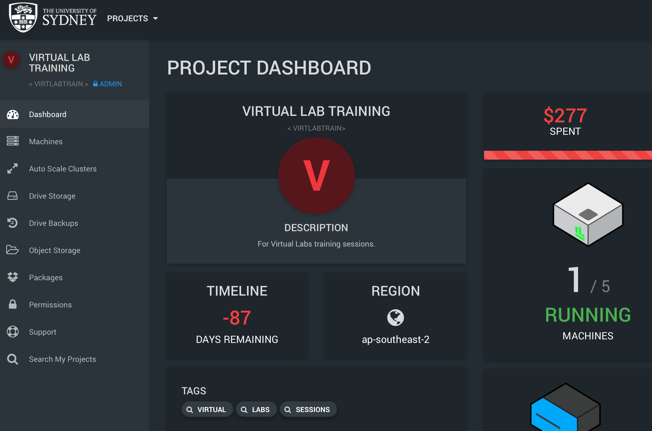 Ronin project dashboard